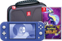 Nintendo Switch Lite Blauw + Pokémon Violet + Bigben Beschermtas