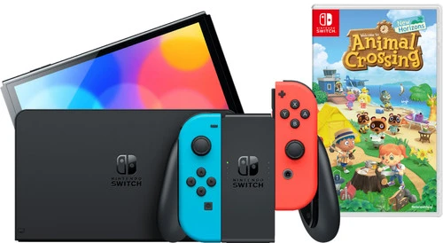 Nintendo Switch OLED Rood/Blauw + Animal Crossing New Horizons 3 Nintendo Switch OLED Rood/Blauw + Animal Crossing New Horizons