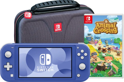 Nintendo Switch Lite Blauw + Animal Crossing New Horizons + Bigben Beschermtas 3 Nintendo Switch Lite Blauw + Animal Crossing New Horizons + Bigben Beschermtas