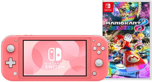 Nintendo Switch Lite Koraal + Mario Kart 8 Deluxe Switch 3 Nintendo Switch Lite Koraal + Mario Kart 8 Deluxe Switch