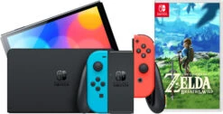 Nintendo Switch OLED Rood/Blauw + The Legend Of Zelda: Breath Of The Wild