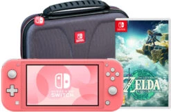 Nintendo Switch Lite Koraal + Zelda: Tears Of The Kingdom + Bigben Beschermhoes