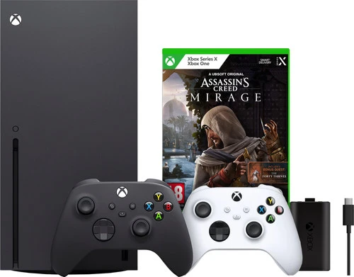 MICROSOFT Xbox Series X + Assassin's Creed: Mirage + Tweede Controller Wit + Play & Charge Kit 3 MICROSOFT Xbox Series X + Assassin's Creed: Mirage + Tweede Controller Wit + Play & Charge Kit