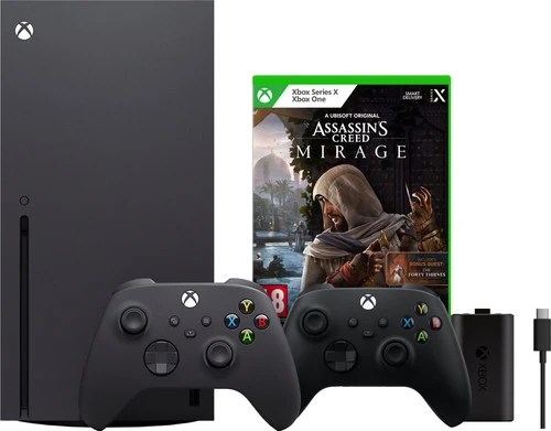 MICROSOFT Xbox Series X + Assassin's Creed: Mirage + Tweede Controller Zwart + Play & Charge Kit 3 MICROSOFT Xbox Series X + Assassin's Creed: Mirage + Tweede Controller Zwart + Play & Charge Kit