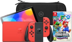 Nintendo Switch OLED Super Mario Edition + Super Mario Bros. Wonder + BlueBuilt Beschermhoes