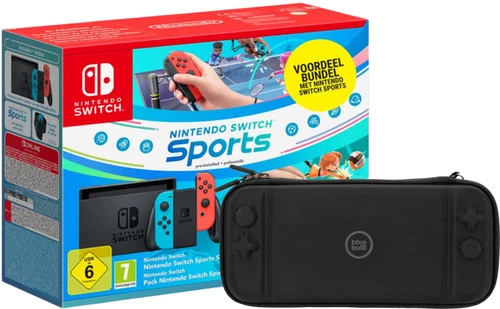 Nintendo Switch Rood/Blauw + Switch Sports + 3 Maanden Nintendo Online + Beschermhoes 3 Nintendo Switch Rood/Blauw + Switch Sports + 3 Maanden Nintendo Online + Beschermhoes