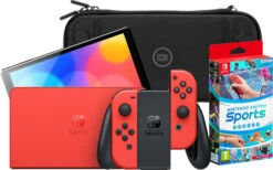 Nintendo Switch OLED Super Mario Editie + Nintendo Switch Sports + BlueBuilt Beschermhoes