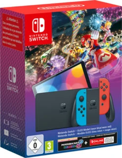 Nintendo Switch OLED Rood/Blauw + Mario Kart 8 + 3 Maanden Nintendo Online
